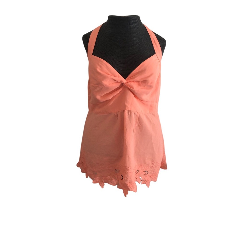 Vintage American Eagle Outfitters Peach Halter Tie-Front Tank